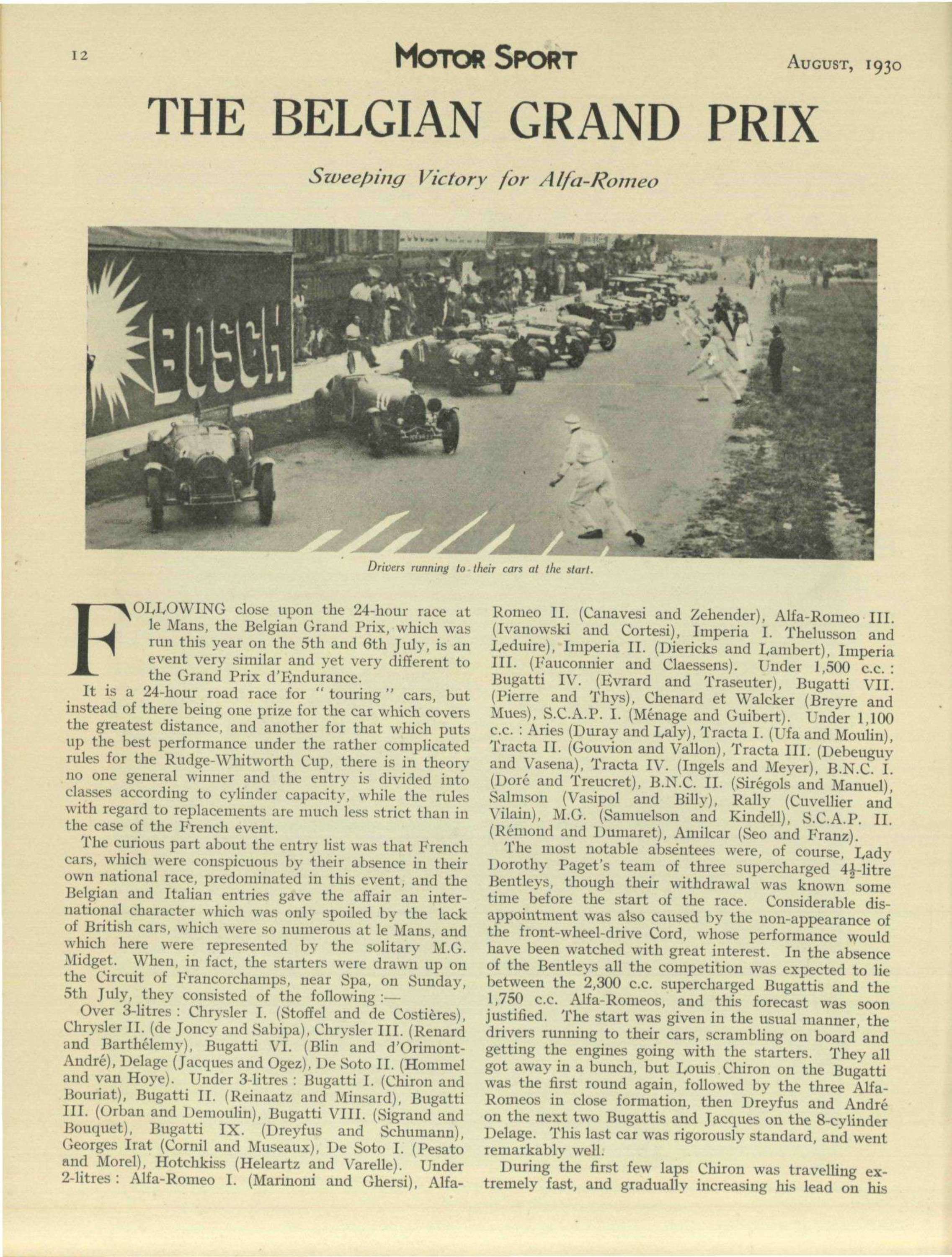 THE 1930 BELGIAN GRAND PRIX Motor Sport Magazine