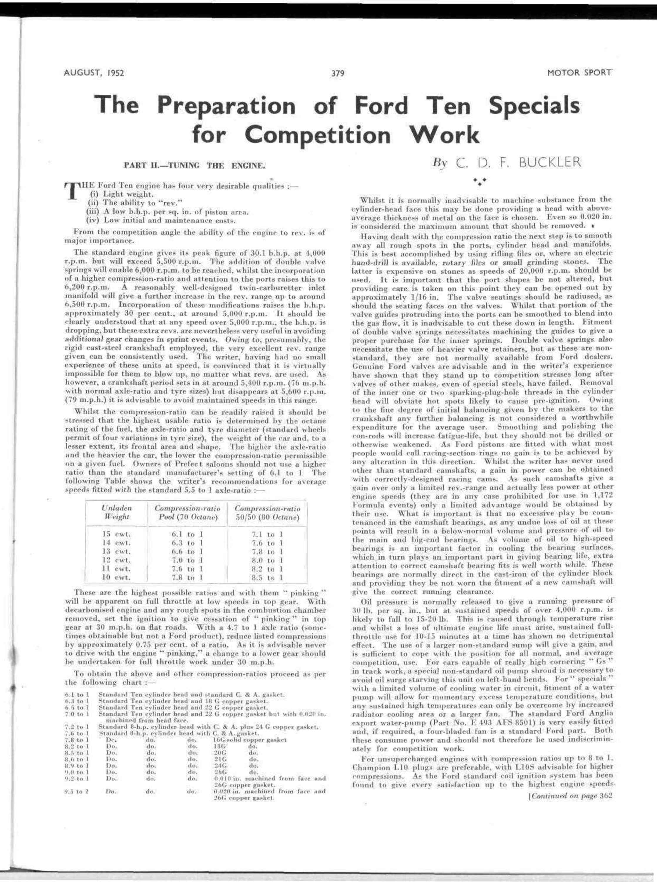 The Preparation Of Ford Ten Specials For Compeion Work Motor The Preparation Of Ford Ten Specials For Compeion Work Motor Sport Magazine Archive