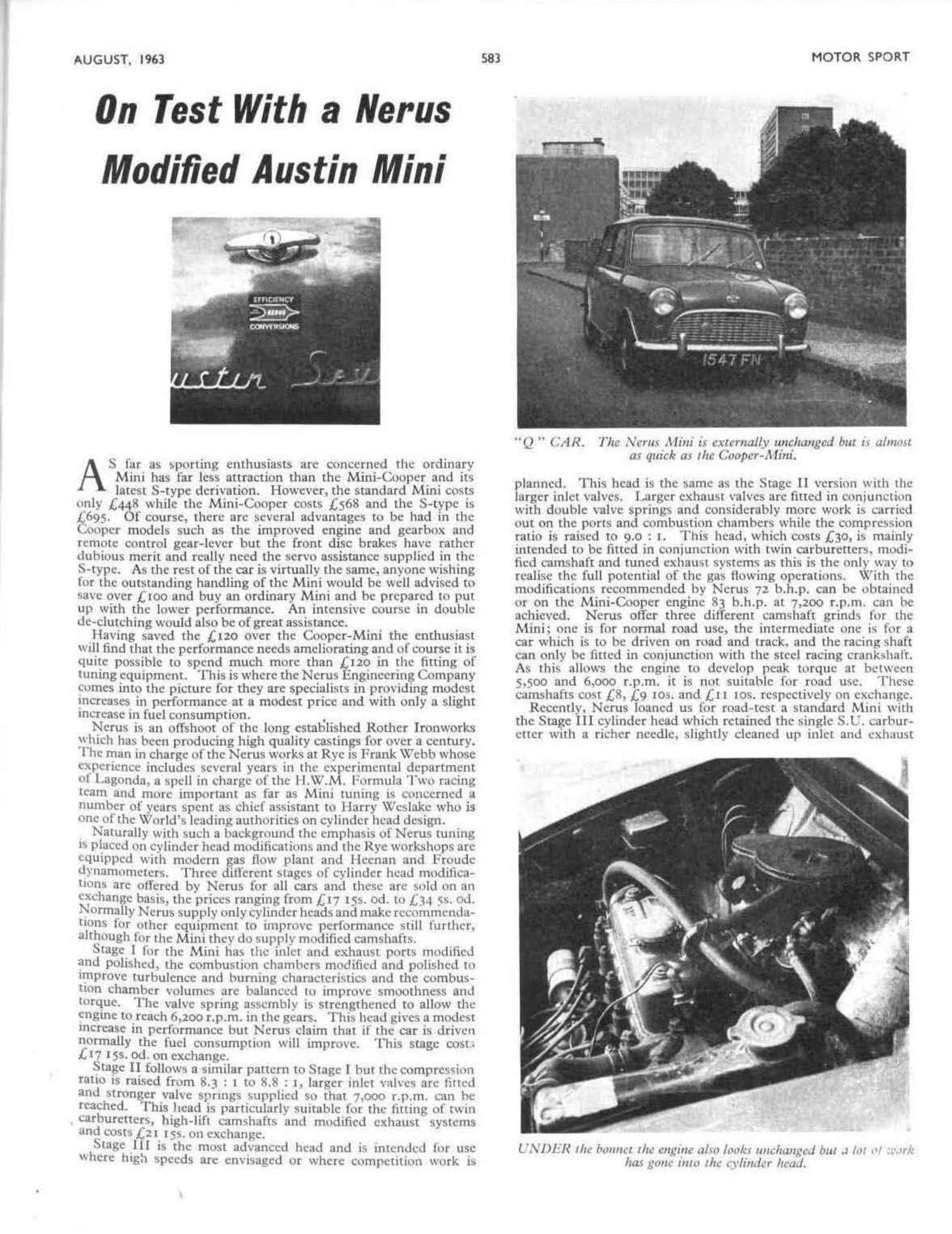 test with a Nerus modified Austin Mini 9