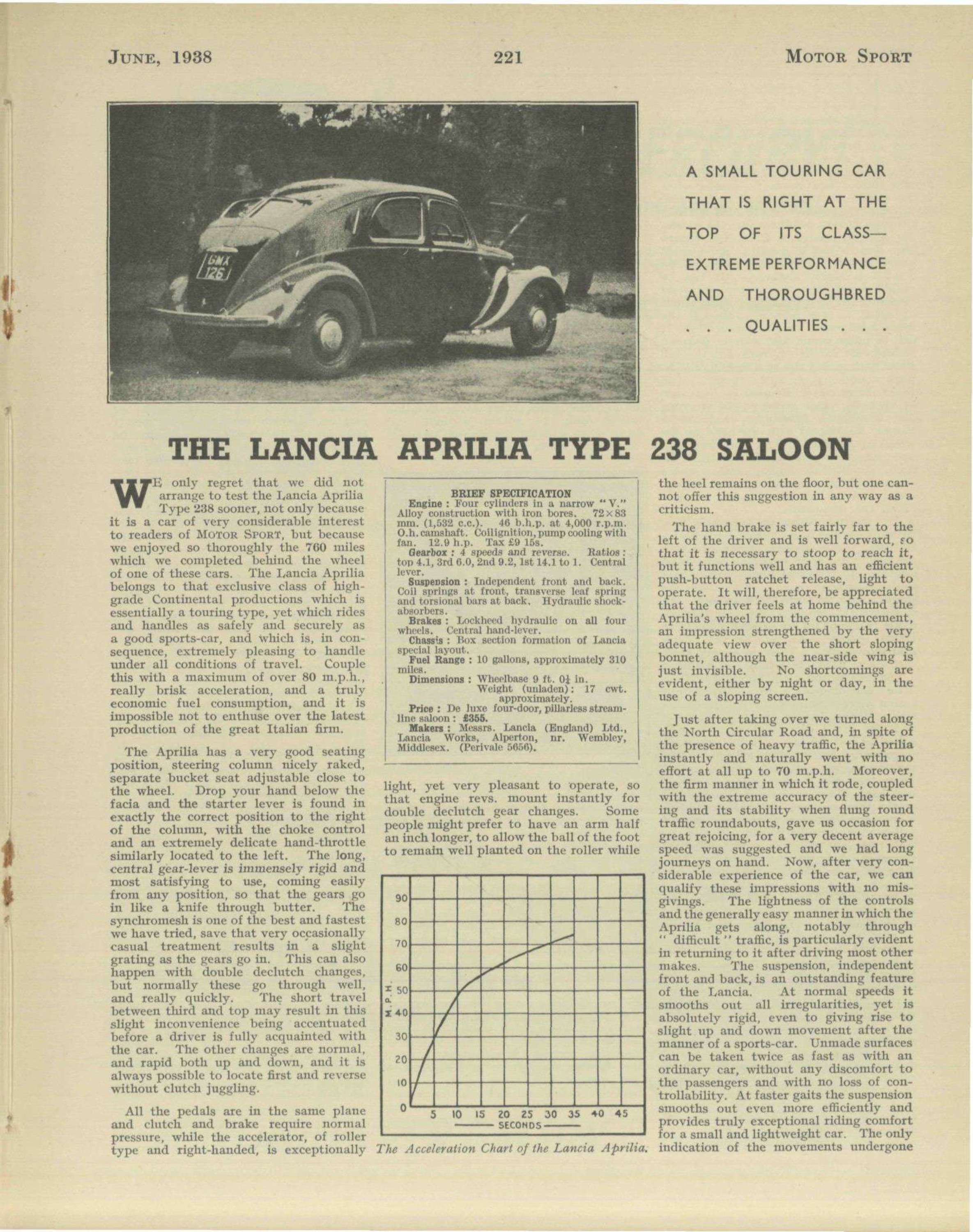 THE LANCIA APRILIA TYPE 238 SALOON | Motor Sport Magazine Archive THE LANCIA APRILIA TYPE 238 SALOON | Motor Sport Magazine Archive