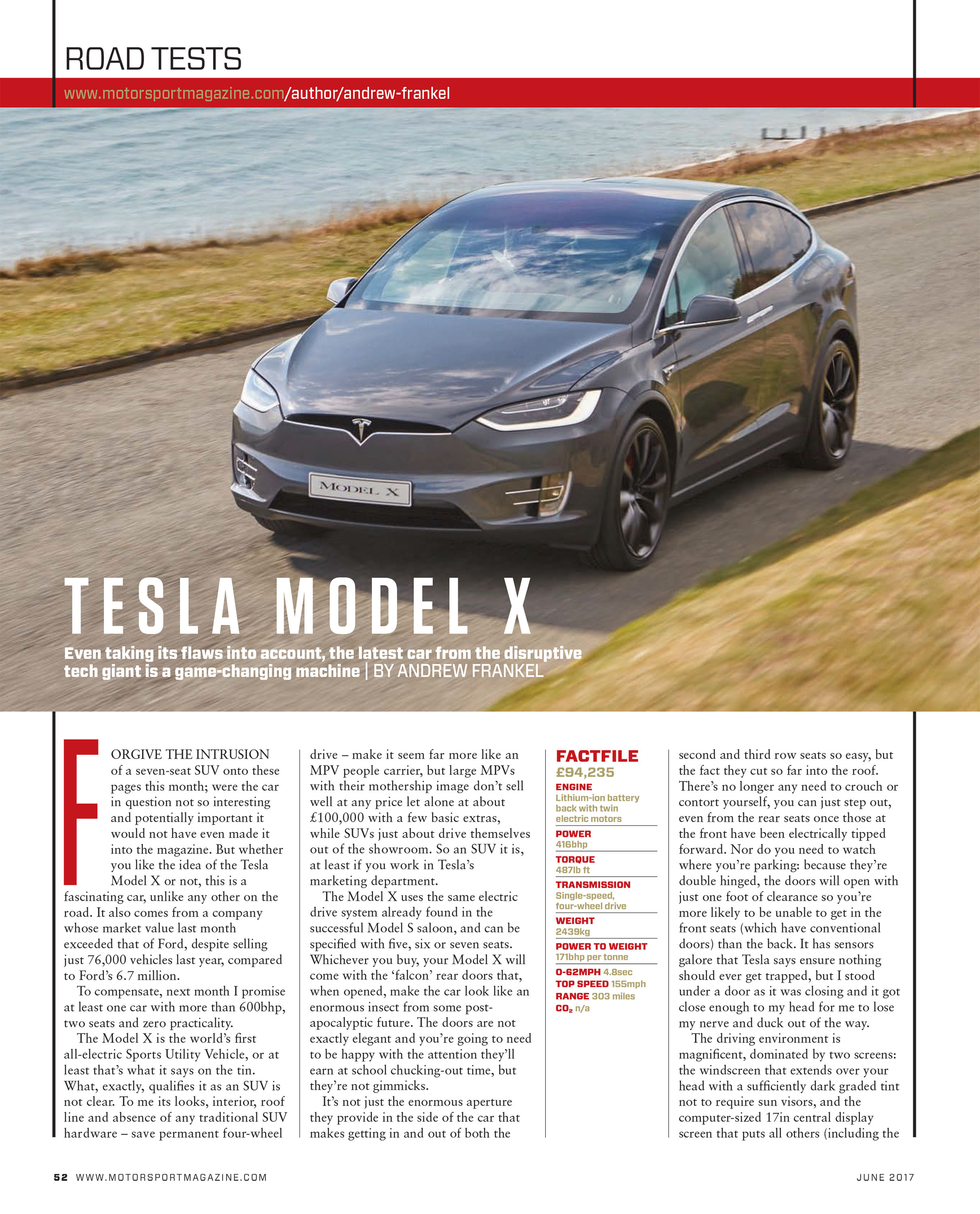 Tesla Model X Motor Sport Magazine Archive