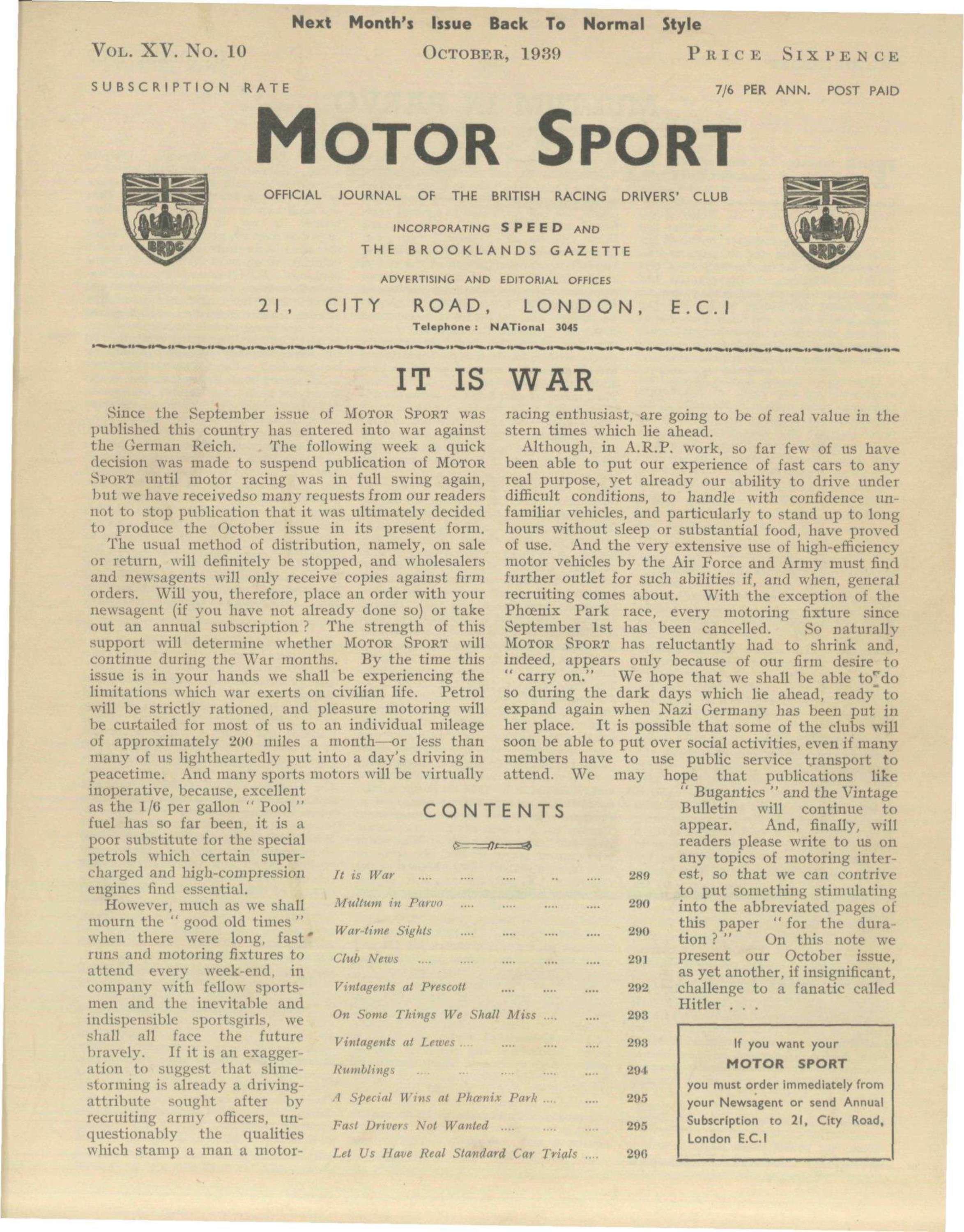 Cover image for October 1939