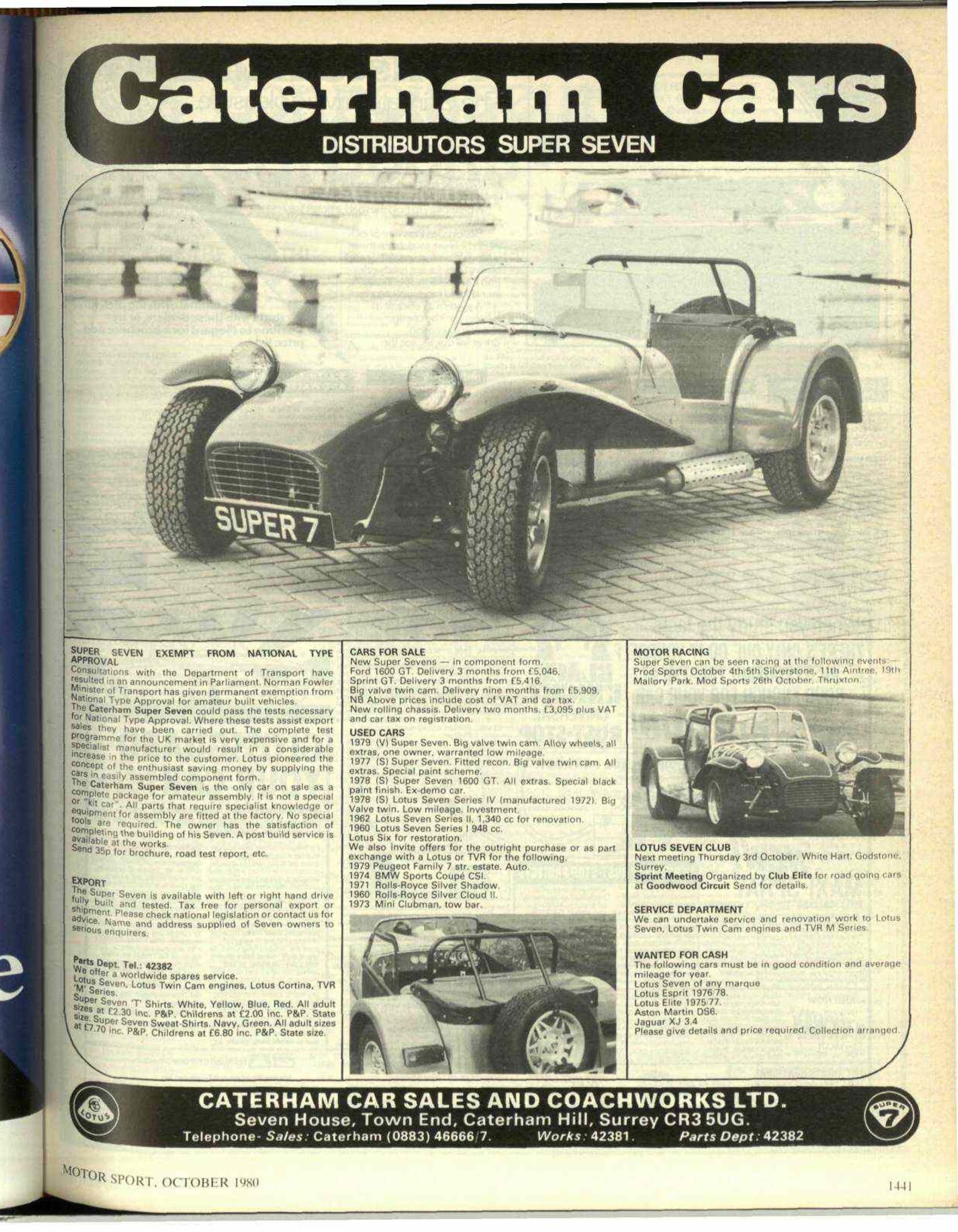 Sunbeam Supercharging October 1980 - Motor Sport Magazine
