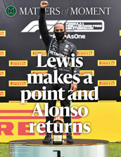 Lewis makes a point, as Alonso returns - Left